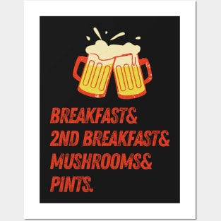 Breakfast & 2nd Breakfast & Mushrooms & Pints - Fantasy Funny Posters and Art